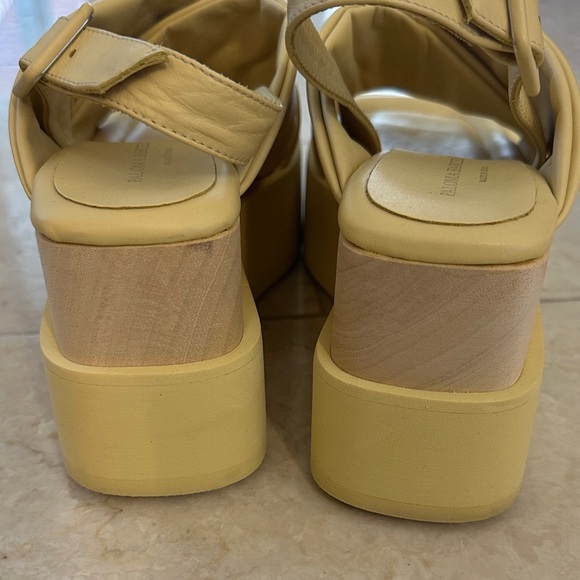 Paloma Barcelo Lemon Yellow Leather Platform Wedge Slingbacks - Picture 6 of 9